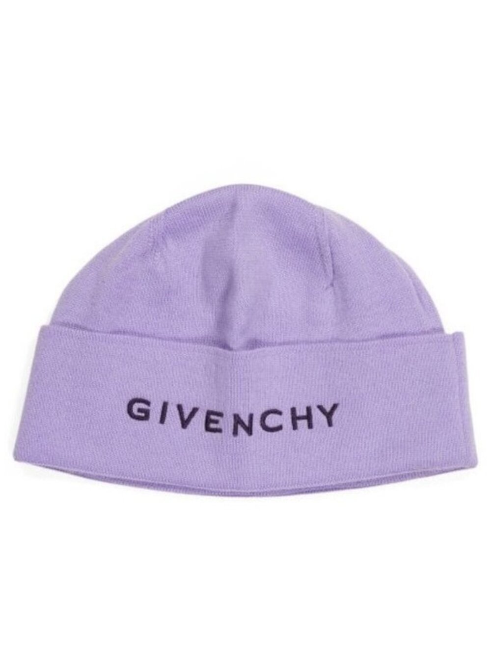 GIVENCHY Purple Wool Logo Beanie Hat Made In Italy NEW